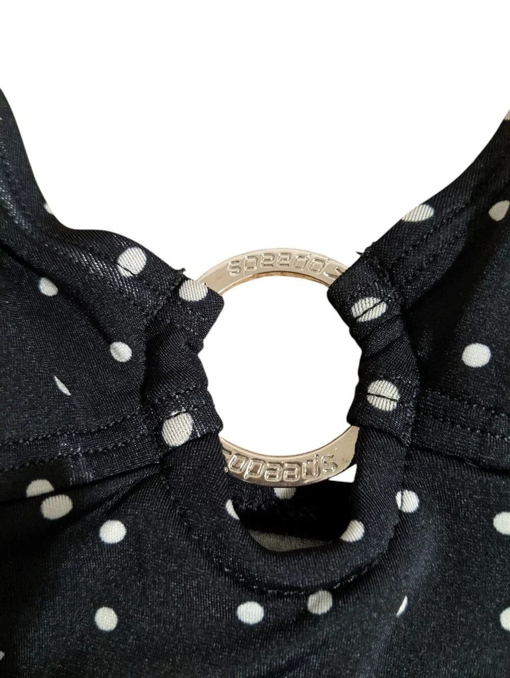 Girl Speedo Black and White Polka Dot Halter One-Piece Size 12